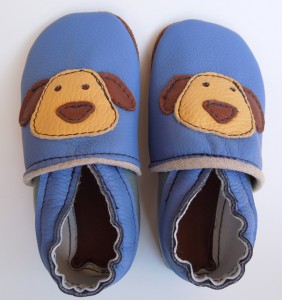 Blue Dog Baby Booties by Deborah Anderson